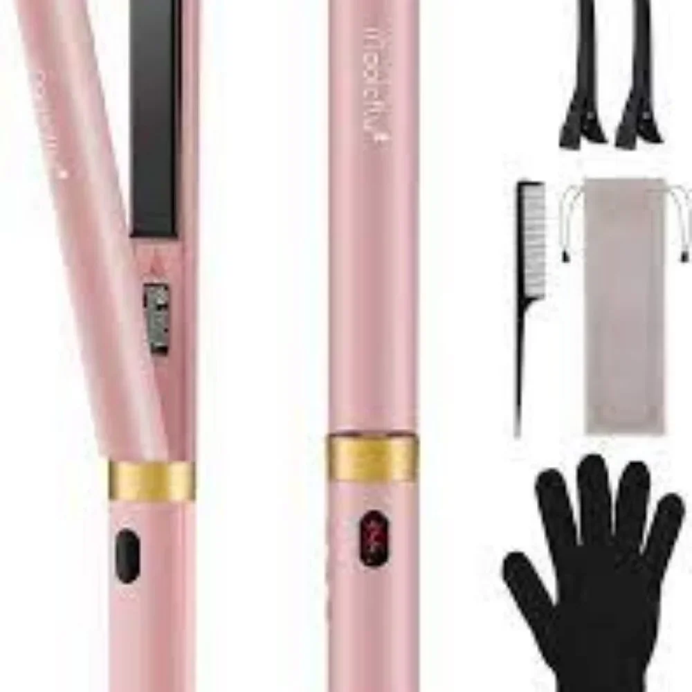 NEW MAGICFLY CERAMIC TOURMALINE IONIC FLAT IRON HAIR‎ STRAIGHTENER PINK